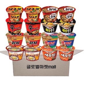 농심 신라면큰컵2+김치큰사발2+튀김우동큰컵2+오징어짬뽕큰컵2+너구리큰컵2+새우탕큰컵2+사리곰탕큰컵2+육개장큰사발2 총 16입