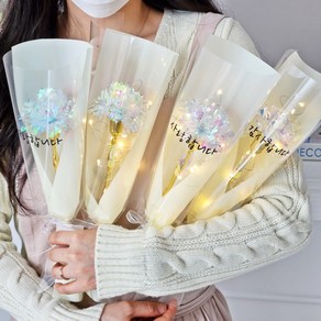 카네이션 홀로그램 한송이 꽃다발 어버이날 스승의날 LED 비누꽃 유치원 선생님 부모님 감사 선물 감동 단체 행사 조화 꽃선물, LED 조명 무드등 추가함, 레터링 글자 추가안함, 1개