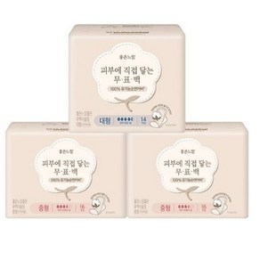 좋은느낌 유기농순면 무표백 생리대 날개형 중형16p x 2팩 + 대형 14p, 2세트