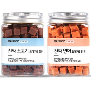 페페로니 오메가3 진짜 연어 + 진짜 소고기 강아지 간식, 소고기 + 연어, 180g, 1세트