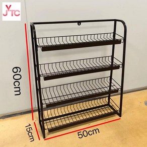 마트 계산대 앞 작은 선반 편의점 껌 진열대 걸이 벽걸이 소선반 거치대, 블랙 50*15*60cm 4단 가격표시줄