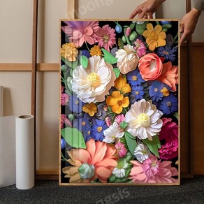 화려한 꽃 보석십자수 DIY 만들기 비즈 패브릭, 80 x 110cm, 1개