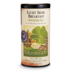 The Republic of Tea Lucky Iish Beakfast Black Tea Tin of 50 Tea Bags, 1개, 50개입, 65g