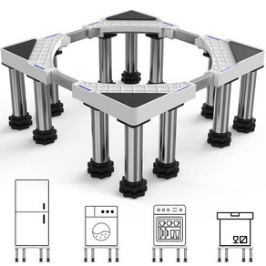 DEWEL세탁기 다용도 받침대 건조기 스탠드 베이스 거치대 가구 바닥 높이조절 수평계내장형 12개발 중력보강 안정형 18cm-22cm, 1개, 흰색