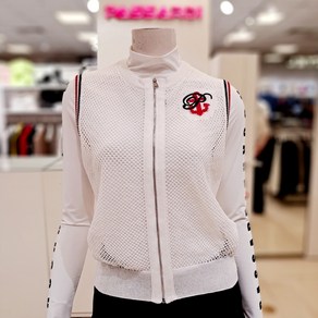 [파사디] 여성 봄여름 스카시(그물망) 풀오픈 니트베스트 화이트 P24MKV383MWH