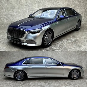 마이바흐 S-Class S680 자동차 모델용 AR 1/18 리미티드 개인 컬렉션 회사 디스플레이 생일, 01 CHINA, 04 Blue Silve, 1개