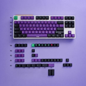 GMK Mecha-01 초기 키 캡 EVA 보라색 PBT 열 승화 136 키 체리 원래 높이, 보라색 일본어