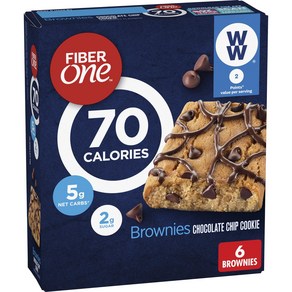 Fibe One 70 Caloie Bownies Chocolate Chip Cookie Snack Ba Fibe One 70칼로리 브라우니 초콜릿칩 쿠키 스낵바 6, 0.89 Ounce (Pack of 6), 1개