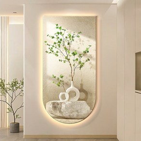 북유럽 감성화분 액자조명 복도 통로 조명 현관, 가지와 잎의 이미지-A, 크리스탈 세라믹 방지고급, 35x70cm, 1개
