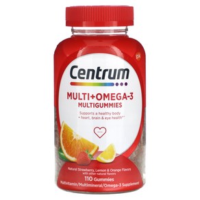 Centum 멀티 + 오메가3 멀티 구미젤리 천연 딸기 레몬 & 오렌지 구미젤리 110개, Centum 멀티 + 오메가3 멀티..., 1개, 110정