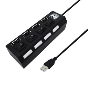 USB 허브 2.0 4포트 개별 스위치 블랙 INV062, 선택없음, 선택없음