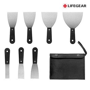 라이프기어 LIFEGEAR 스테인리스 퍼티 나이프세트7P 퍼티 나이프 공구 고강도 스틸 소재 헤라 스크래퍼 빠데 보관함 포함, 1개