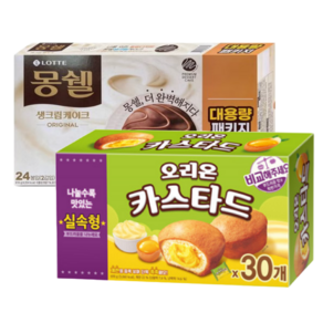 오리온 카스타드 대용량 + 롯데 몽쉘대용량, 1세트, 1.506kg