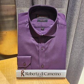 [로베르따셔츠] 남성 와이셔츠 TC 솔리드 슬림핏 와인 긴소매 셔츠 RM33558