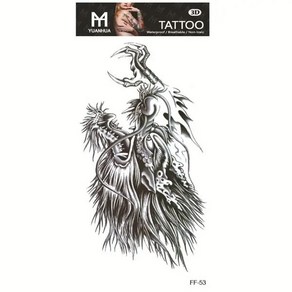 블랙 대형 임시 문신 뱀 꽃 가짜 스티커 여성 장미 모란 DIY 물 전송 Tatoos 여자, [13] F053, 1개