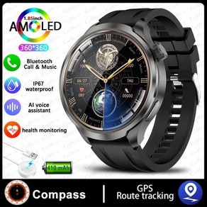 화웨이 GT5 스포츠 스마트 팔찌 남성용 시계 1.85 AMOLED 스크린 GPS 나침반 고도계 방수 블루투스 통화, 없음, 없음, Black silicone