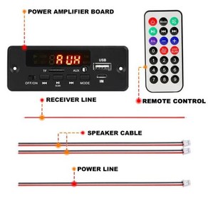 스피커용 블루투스 5.0 USB TF FM 라디오 모듈 핸즈프리 음성 레코드 50W 앰프 12V MP3 디코더 보드 25W 5V, 01 50W, 01 50W