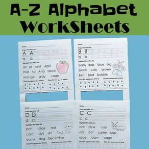 26 Lettes A-Z Alphabets 어린이 홈스쿨 워크북 학습 Abc 26글자 알파벳 영어 워크북, Style C