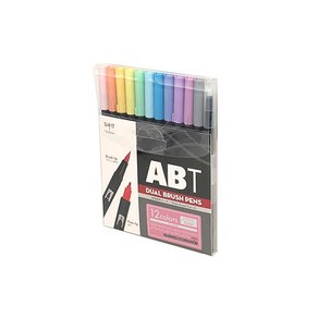 Tombow 톰보연필 붓펜 듀얼브러시펜 ABT 12색세트 파스텔 AB-T12CPA, 상품명참조