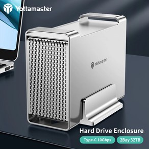 Yottamaste 외장 하드 드라이브 스토리지 USB 31 Gen2 10Gbps C 타입 2 베이 레이드 인클로저 0 1 스팬 3 모드 지원, 2.2.5inch 2Bay CtoC 1M, 4.1Bay 2.5 CtoA 4TB