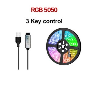 RGB LED바 간접 줄조명 5V 5050LED바 USB 3버튼 컨트롤러, 1세트, 5050 RGB-1m(비방수)