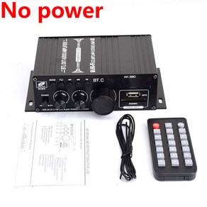 FM 지원 블루투스 사운드 디지털 USB 앰프 WOOPKER 오디오 채널 스테레오 12V3A AK380 트레블 SD HIFI 베이스, NO POWER