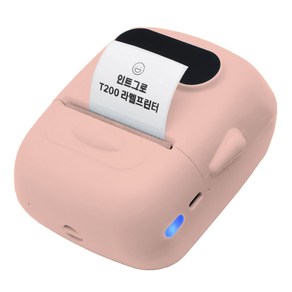 인트그로 블루투스 무선 감열식 휴대용 라벨프린터 T200, 1개, T200_로즈 핑크