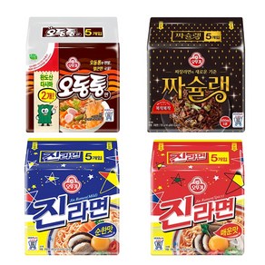 오뚜기 실쏙팩 진진오짜 진라면 매운맛 5p + 순한맛 5p +오동통 라면 4p + 짜장면 4p, 1세트