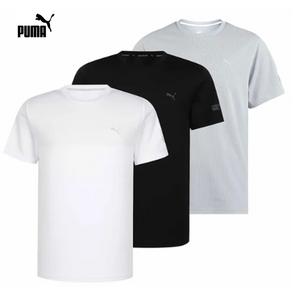 PUMA 푸마 남성 쿨링 반팔 크루티 3매 세트 경량 스판 원단 베이직 기본 라운드 크루넥 티셔츠 코스트코