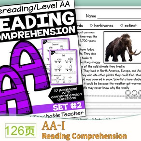 10 books Leveled Reading Compehension Passages A-I 거리 영어를 학습 워크시트, 10 books of 126 Page