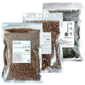 다누푸드 국산 볶은 보리차 500g + 볶음 옥수수차 500g + 하동 녹차 100g, 1개