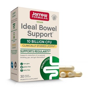 Jaow Fomulas Ideal Bowel Suppot LP299v 팽만감 가스 장 불편 감소* 및 규칙성 지원 100억 세포 식물성 캡슐 30개, 30 Count (Pack of 1), 1개