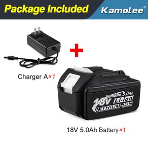 마키타배터리 호환 Kamolee6000mAh 18V 리튬 이온 배터리 BL1860 핸드 드릴 전동 공구 makita 호환Kamolee 도구 지원, EU, 1x5.0Ah Chage A, 2) EU - 1x5.0Ah Chage A, 1개