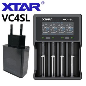 XTAR VC4SL 업그레이드 및 확장 스마트 충전기 C 형 USB 입력 QC3.0 충전 지원 허준충전기, VC4SL-EU-QC-PLUG, 1개