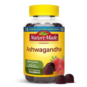 네이처메이드 Natue Made Ashwagandha Gummies 비건 KSM 66 스트레스 지원 60개 30일 분량, Natue Made Ashwagandha Gummie, 1개