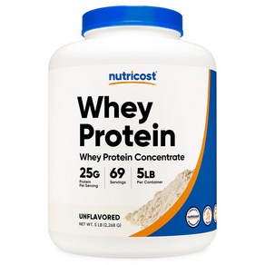 뉴트리코스트 웨이프로틴 컨센트레이트 무맛 5lb 1개 1서빙 30g 76회분 Whey Potein Concentate [5 LBS] [Unflavoed], 2.268kg