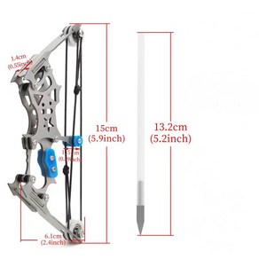 표적 화살 활쏘기 스테인리스 각궁 1개 입문자용 미니양궁 보우 01 화살세트 크로스보우, 2 별+화살4개+렌치+표적지