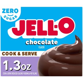 Jell-O Cook & Serve Chocolate Sugar-Free Fat Free Pudding & Pi 젤로 쿡 앤 서빙 초콜릿 무설탕 푸딩 & 파이 필링(1.3온스 상자