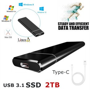 Ymeng 휴대용 미니 SSD 외장하드, 실버, 500GB