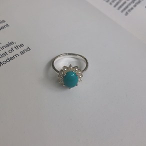 천연 터키석 자스민 반지 Jasmin Ring (silver 925 x Turquoise x pearl: 터키석반지 진주반지 진주 터키석 실버반지 여름반지 은반지 원석반지 탄생석)