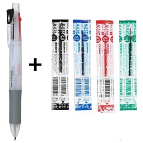 제브라 사라사 4색펜 + 리필 SARASA 4 반투명 바디 J4J1, SRS 4 화이트(W) + 리필