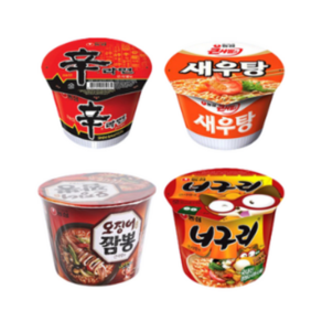 농심 큰사발라면 4종 (신라면 컵 114g+새우탕 컵 115g+오징어짬뽕 컵 115g+너구리 컵 111g) 각4개씩