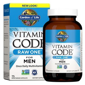 Garden of Life 남성용 멀티비타민 남성을 위한 Vitamin Code Raw One - 75 캡슐 하루 한 알 비타민과 과일 식물 & 프로바이오틱 함유 남성 건강