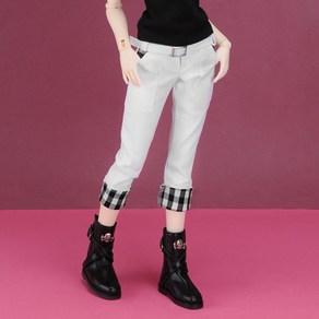 돌모아 구체관절인형의상 56cm 60cm SD13 체크 패치 8부 롤 업 팬츠 SD - Check Roll-up Pants (White) [B1-5-3], 화이트, 1개