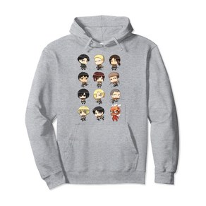 Attack on Titan Chibi All Chaactes Pullove Hoodie Attack on Titan Chibi 모든 캐릭터 풀오버 후디