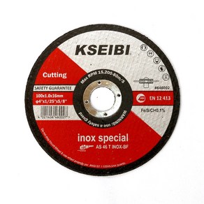 KSEIBI 철 스텐레스 절단석 그라인더날 4인치 100mmX16mmX1mm, 1개