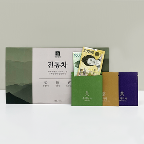 천경다원 전통차 티백 부모님 어버이날 선물 용돈 박스 봉투, 1set 추가(9매), 혼합색상