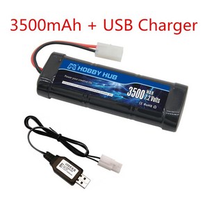 대용량 7.2V 5000mAh Ni-MH 배터리 팩 타미야 플러그 충전기 및 SC * 6 셀 RC 제어 자동차 완구용, 02 3500 USB, 1개