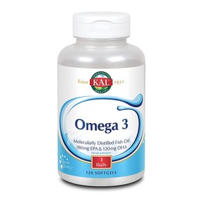 KAL Omega 3  Omega-3 Fish Oil fo Healthy Heat Joint & Bain Suppot  180mg EPA 120mg DHA (120, 1개, 120정