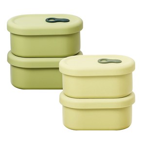 파미레 실리콘 스팀홀 용기 타원형 2종 세트 500ml, 올리브 + 라임, 2세트